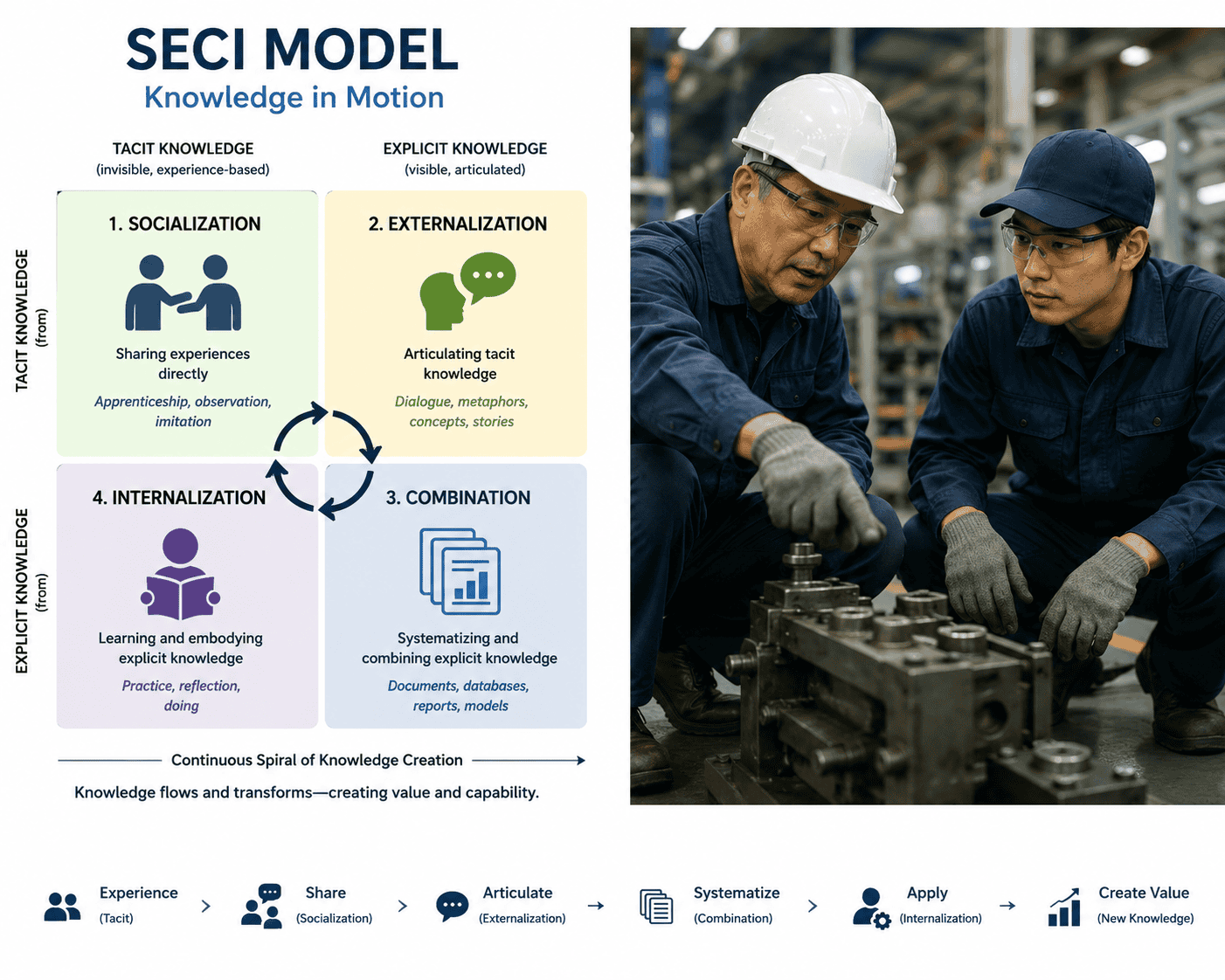 The SECI Model: How Knowledge Actually Moves in a Manufacturing Company